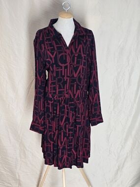 Tommy Hilfiger Long-Sleeve Logo Print Shirt Dress